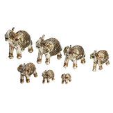 7 قطع التماثيل الفيلة الذهبية النحت الحلي محظوظ فنغ شوي ديكورات المنزل