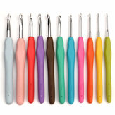 11 шт. Мультцветные крючки для вязания с мягким пластиковым ручками и алюминиевой вязальной иглой