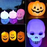 Halloweenowa lampa z diodami LED w kształcie dyniowego czaszki - dekoracja na imprezę Halloween