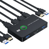 Przełącznik KVM USB HDMI 2 Port Box USB i HDMI-compatible przełącznik dla 2 komputerów Dziel się klawiaturą, myszą, drukarką i jednym monitorowym HD