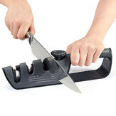 Afiador de facas e tesouras manual DMD de 3 estágios Ferramenta de afiação profissional com aderência e 6 ângulos ajustáveis ​​para faca de cozinha reta / faca serrilhada / tesouras