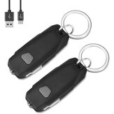 MECO 2er Pack Mini-LED-Leuchten, tragbare wiederaufladbare USB-ultrahelle Schlüsselanhänger-Taschenlampe mit 2 Helligkeitsstufen