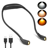 AMBOTHER USB wiederaufladbare schwarze Halslampe mit 3 Farbtemperaturen, batteriebetrieben, stufenlose Dimmung der Leselampe