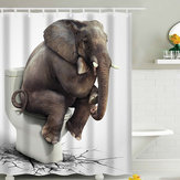 Cortina de ducha impermeable de elefante de 180x180CM para baño con 12 ganchos