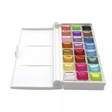 SeamiArt Set de Acuarelas de 24 colores con purpurina, acuarelas metálicas doradas, pintura en pigmento aquarela, pintura de artista, suministros de arte de acuarelas