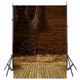 3x5FT Виниловые фоновые деревянные стены колесо соломы Фото реквизит