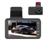 كاميرا داش كام 4 بوصة عالية الدقة 1080 بكسل للسيارات مسجل فيديو أمامي وخلفي مزدوج لتسجيل الصوت والصورة والرجوع بالصورة والتسجيل لمدة 24 ساعة وعدسة مزدوجة للقيادة
