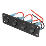 Painel de interruptores basculantes de 12V 1 ~ 4 Gang Mini Rocker Switch ON-OFF SPST LED azul para RV Truck Ship