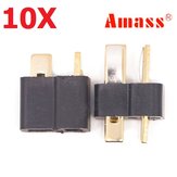 Conector macho preto e feminino Amass AM-1015 T Plug 10 par
