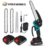 VIOLEWORKS 8 Inches 1200W Electric Cordless Chain Saw Brushless Motor With 2500mAh 1/2 Batteries