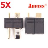 5 Pair Amass AM-1015B Anti-Slip Black T Plug Connector Male & Female