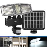 ARILUX® Three Head 178 LED Solar Luz de pared de inundación de potencia PIR Movimiento Sensor al aire libre Jardín Impermeable Lámpara