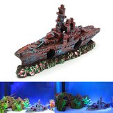 Aquário Destruidor Barco de Guerra da Marinha Navio Naufragado Peixes Decorações do Cavesso Ornamento Tanque