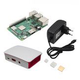 4 em 1 Raspberry Pi 3 Modelo B+ (Plus) + ABS Caso + 5V 3A Adaptador de alimentação com plugue da UE + Kit de dissipador de calor