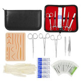 Kit de entrenamiento quirúrgico de sutura de piel de 25 en 1 con almohadilla de silicona, aguja, tijeras y herramientas