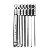 Broppe 7pcs SAE 5/64-5/16 Inch 100mm Magnetic Ball Screwdriver Bit 1/4 Inch Hex Shank