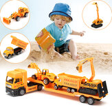 Camion di rimorchio del giocattolo dei bambini di 4in1 camion di rimorchio del camion del modello basso diecast dei giocattoli del modello di costruzione