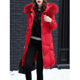 Women Thicken Pure Color Hooded Down Coat