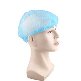 100個の不織布の使い捨てヘアシャワーキャップ プリーツ 抗菌 ラボ帽 ブルー