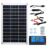 Kit de Painel Solar Portátil Max 100W Carregador USB DC Duplo Kit de Carregador de Energia Solar em Painel Semiflexível de Cristal Único c/ Controlador Solar 0/10A/30A/60A/100A
