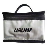 URUAV Огнестойкая сумка для хранения литий-полимерных аккумуляторов с защитой от взрывов и воды, размером 155x115x90 мм, с люминесцентной ручкой цвета серебро