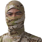 Taktyczna maska pełnotwarzowa z kapturem w kamuflażu i szalikiem na szyję zimą do polowania