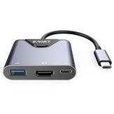 EAGET CH08 Type-C zu HD + USB 3.0 + Type-C Multifunktions-Konverter-Telefon-Ladehub für Mac-PC