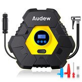 AUDEW 12V 150PSI トライアングルタイヤインフレーターエアコンプレッサー、10フィートの電源コード、LEDライト、LCDデジタルディスプレイ付き