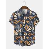 Original 
            Mens Geometric Polkadot Print Button Up Short Sleeve Shirts