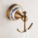 WANFAN HJ-1801F Home Bathroom Decoration Antique Ceramic Bronze Wall Mounted Double Hook