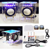 5V USB Mini Amplifier DIY Speaker Kit 70x75x103mm 3W Per Channel Transparent Acrylic Case