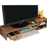 Suporte de monitor de mesa multifuncional de 6 cores para computador, laptop e tela de madeira com prateleira de armazenamento para mesa de trabalho