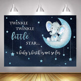 Niebieskie tło fotograficzne z motywem słoni - idealne do urodzin, baby shower czy innych przyjęć.