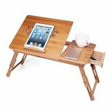 Taşınabilir Katlanabilir Lap Desk Bambu Dizüstü Bilgisayar Kahvaltı Tepsisi Yatak Masası Standı Fanı