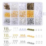 1200Pcs Earring Backs Kit with 15 Style DIY Jewelry Earring backings, Earring hooks and Earrings posts