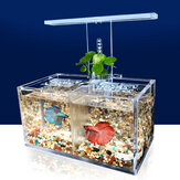 Acuario de acrílico transparente con luz LED para escritorio, tanque de peces betta mini con bomba de agua