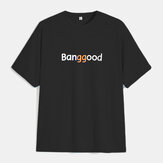Banggood Logo Camiseta Moda Camiseta de Algodão Preta