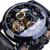 Forsining GMT373 Fashion Men Automatic Watch Week Year Genuine Leather Strap Display Mechanical Watch