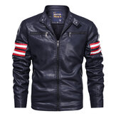 Men's Explosion Style Pu Leather Slim Stand Collar Motorcycle Leather Jacket