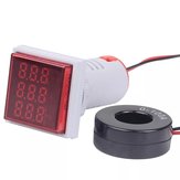 3Pcs 22mm 50-380V 100A 99Hz Digital LED Volt Amp HZ AC Ammeter Voltmeter Current Frequency Voltage Indicator Meter Tester Signal Lights-Red