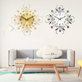 Large 3D Luxury Wall Clock Metal Modern Art Diamonds Flower Home Room Decor