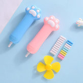 1 Set Kawaii Candy Color Cat Paw Shape Electric Eraser with Refill Fan Pencil Rubber Erasers Painting Drawing Stationery