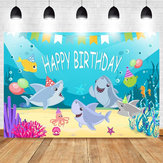 Fondo de fotografía de tiburones para baby shower, fiestas de cumpleaños y decoraciones del mar