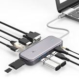 BlitzWolf® BW-TH8 11 in 1 USB-C Data Hub with 100W Type-C PD Power Delivery 2 USB3.0 & 2 USB2.0 4K@30HZ & 1080P@60HZ Resolution Stable Internet SD & TF Card Slot & Audio Sync Output