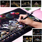 Magic Scratch Sketch Pad Wooden Drawing Shiny Stick Art Painting Paper and Board