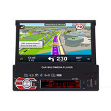 7158G 7 Inch 1 DIN Car MP5 Player Retractable Touch Screen GPS Navigation bluetooth FM AM Radio USB TF Card with Real Camera