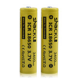 Bateria recarregável protegida ShockLi 18650 3400mAh com botão superior 3,7 V para lanterna e cigarros eletrônicos - 2 peças + caixa de bateria