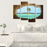 Pinturas decorativas de combinación de cuatro pinturas a mano de Miico Isla aislada de arte mural para decoración del hogar