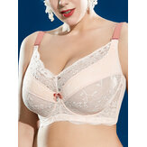 Lace Full Coverage Plus Size Hollow Push Up Gather Bra 