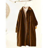 Kordbársony lekapcsolható gallér hosszú ujjú vintage kabátok